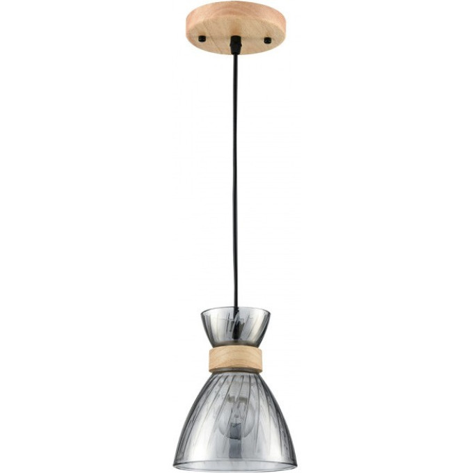 Подвесной светильник LUMION MIRABELA 8050/1А SUSPENTIONI LN24 E27 1*60W 220V дерево/смоки металл/стекло 8050/1A